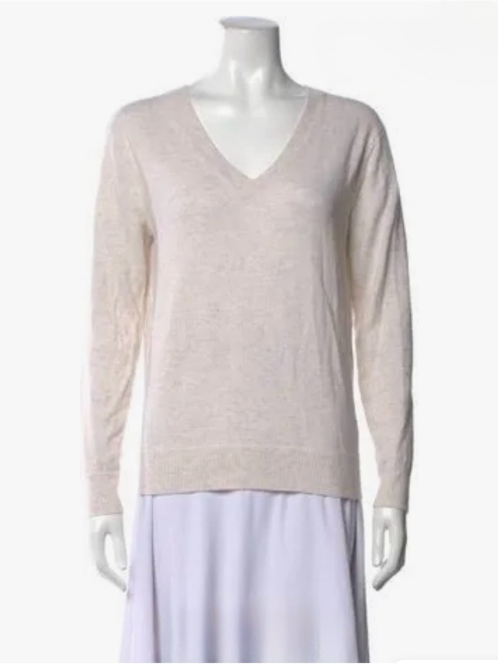 Vince Cashmere V-Neck Sweater in Heathered Neutral